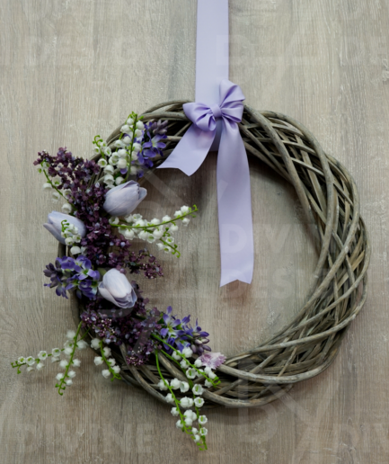 Jarní věnec na dveře - světlé tulipány