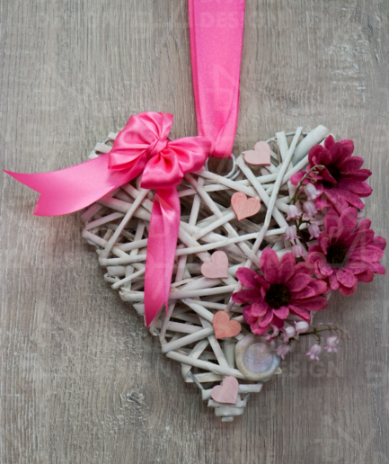 Romantické srdce - růžové květy