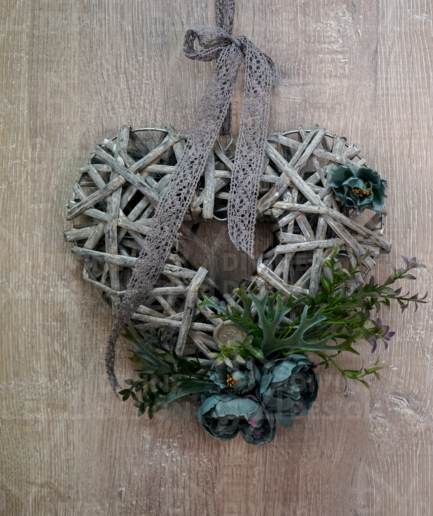 Romantické srdce - šedý ratan