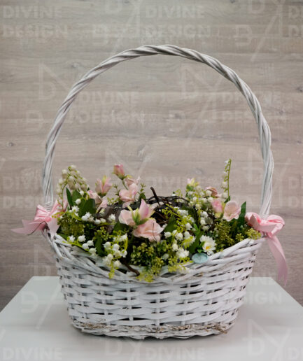 Velikonoční vypichovaný koš - hnízdo s vajíčky