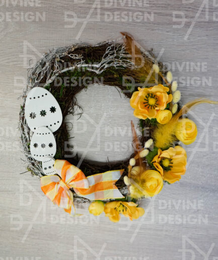 Velikonoční věnec na stůl - vajíčko žlutá