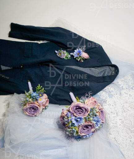 Fialový svatební komplet (nevěsta, ženich, svědek, svědkyně)