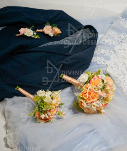 Oranžový svatební komplet (nevěsta, ženich, svědek, svědkyně)